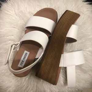 Steve Madden white platform sandals